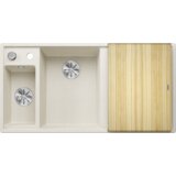 Blanco pomivalno korito AXIA III 6 S InFino SILGRANIT lesena deska, BAZEN LEVO, z daljin. prim. - NEŽNA BELA | Shoptok.si