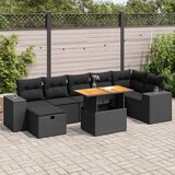 vidaXL Vrtna sedežna garnitura 5-delna z blazinami poli ratan/akacija | Shoptok.si