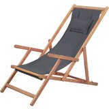  Sklopiva ležaljka za plažu od tkanine s drvenim okvirom siva | shoptok.hr