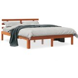 vidaXL Posteljni okvir z vzglavjem voščeno rjava 120x200 cm borovina Cene