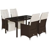 vidaXL Vrtna bistro garnitura 5-delna z blazinami rjav poli ratan | Shoptok.si