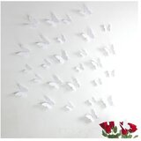 Ambiance Komplet 12 beliih nalepk s 3D učinkom Butterflies Cene