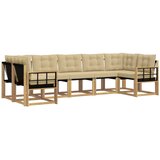 vidaXL Zunanja garnitura za sedenje z blazino 7 pcs Bela in bež, (5000279508) | Shoptok.si
