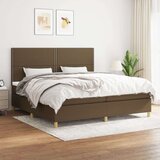  Box spring postelja z vzmetnico temno rjav 200x200 cm blago Cene