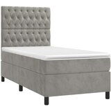 Box spring postelja z vzmetnico svetlo siva 90x200 cm žamet, (20791088) | Shoptok.si
