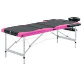  stol za masažu s 3 zone aluminijski crno-ružičasti | shoptok.hr