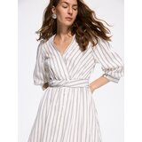 Reserved Midi haljina s mješavinom lana - krem | shoptok.hr