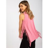 Fashion Hunters Dusty pink cotton sleeveless top with fringes Cene