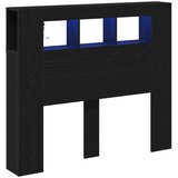 STORAGE Headboard s LED svjetlima Crni hrast 120x18 5x103 5 cm | shoptok.hr