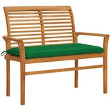 The Living Store Vrtna klop z zeleno blazino 112 cm trdna tikovina - Vrtna Klop, (21465080) | Shoptok.si