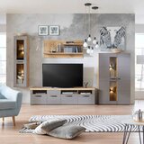 Mömax Viseča Vitrina Auris, Siva, Barva Hrasta | Shoptok.si