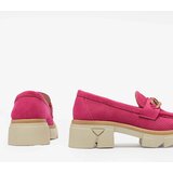 Resti Eco-suede moccasins with gold embellishment in fuchsia Zaffix | ePonuda.com
