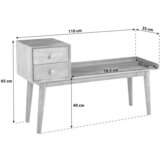 XXXL Garderobna Klop Settanta, Masiven Les Akacije | Shoptok.si