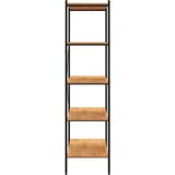 vidaXL 5-nadstropni regal s policami črn in hrast 80x40x163 cm | Shoptok.si
