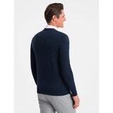Ombre Men's sweater with a "v-neck" neckline with a shirt collar - navy blue | shoptok.hr