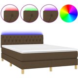 Krevet box spring s madracem LED tamnosmeđi 140x190 cm tkanina | shoptok.hr