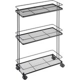 Metaltex Mat črn jeklen regal na koleščkih 38x62x16 cm Lava – | Shoptok.si