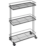mat črn jeklen regal na koleščkih 38x62x16 cm lava –