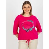 Fashion Hunters Women's Plus size T-shirt with 3/4 raglan sleeves - fuchsia Cene