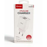 X Start Punjač za mobilni telefon, 2xUSB izlaz, 3.6 A, Beli Cene