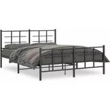 Metalni Kovinski posteljni okvir z vzglavjem in vznožjem črn 160x200 cm
