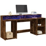  Radni stol s LED svjetlima boja hrasta 200x55x91 cm drveni | shoptok.hr