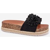 Boto Women's Platform Slippers With Decorative Flowers Black Tessara | Shoptok.si
