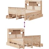 vidaXL Krevet s regalom za knjige bez madraca 135x190 cm od borovine | shoptok.hr