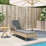  Ležalnik z blazino bež 63x200x81 cm poli ratan | Shoptok.si