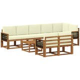 vidaXL Zunanja garnitura za sedenje 9 pcs Naravna in smetana Poliester, (5000280239) | Shoptok.si