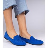 Gemre Blue women's eco-suede ballet flats with embroidery Ronna | Shoptok.si