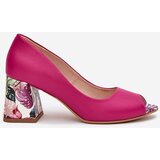 Boto Leather pumps with decorative heel Fuchsia Lewski Shoes | shoptok.hr