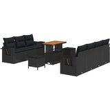 vidaXL 10-dijelni vrtni set sofa s jastučićima crni poli ratan akacija, 3-dijelni vrtni blagovaonski set s jastučićima crni poli ratan akacija Cijene