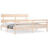 The Living Store Posteljni okvir z vzglavjem trden les - Posteljni Okvir, (21524542) | Shoptok.si