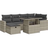 vidaXL 7-dijelni set vrtnih sofa svjetlosivi od poliratana | shoptok.hr