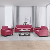  3-dijelni set sofa s jastucima crvena boja vina baršunasti | shoptok.hr
