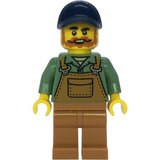Lego city cty1851 Farmer - Male, Medium Nougat Overalls over Sand Green Shirt, Medium Nougat Legs, Dark Blue Cap, Beard
