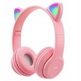 VERK_GROUP roza led rgb brezžične slušalke z mačjimi ušesi + mikrofon usb, (20541824) | Shoptok.si