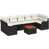 vidaXL Set od 8 dijelova vrtne sofe s jastučićima crni poli ratan akacija, Dvosed vrtna sofa s jastučićima crni poli ratan Cijene