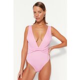 Trendyol swimsuit - pink - plain Cene