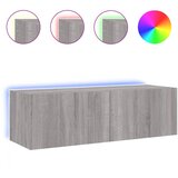  The Living Store Stenska TV omarica z LED lučkami siva sonoma 100x35x31 cm - Stenska TV Omarica, (21499015) | Shoptok.si