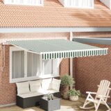 vidaXL automatska uvlačiva tenda Zelena i bijela 300x250 cm, zamjenska tkanina za tendu 3x2.5 m okvira Zelena i bijela | shoptok.hr