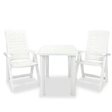 vidaXL Bistro garnitura 3-delna plastika bela, (20679638) | Shoptok.si