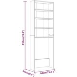 vidaXL Ormarić za perilicu rublja boja dimljenog hrasta 64x24x190 cm | shoptok.hr