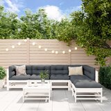 Maison Chic Seti vrtnega pohištva - Vrtna garnitura - Vrtni pohištvo set 7-delna bela trdna borovina, (21806070) | Shoptok.si
