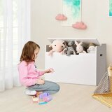  Škatla za igrače s pokrovom, 2 v 1 skrinja za igrače z blazino, 74 x 39 x 52 cm, bela | Shoptok.si
