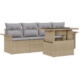  Set vrtnog namještaja od 5 dijelova s jastučićima bež PE ratan 2-sjedala vrtna sofa s odlaganjem i jastučićima bež PE ratan | shoptok.hr