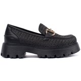 GOODIN Black platform loafers with gold chain | Shoptok.si