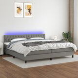The Living Store Box spring postelja z vzmetnico LED temno siva 200x200 cm blago - Box Spring Postelja, (21520797) Cene