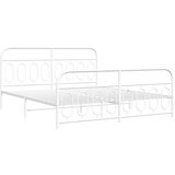  The Living Store Kovinski posteljni okvir z vzglavjem in vznožjem bel 160x200 cm - Posteljni Okvir, (21497439) | Shoptok.si